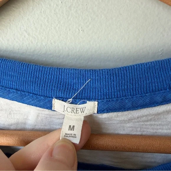 J.Crew Striped crewneck 3/4 Sleeve Shirt Womens Size Medium- Blue/white‎ - Picture 4 of 9